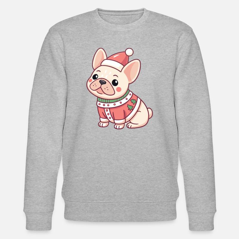 Weihnachtswelpe im roten Pullover - Stanley/Stella Unisex Bio-Sweatshirt CHANGER  - Grau meliert