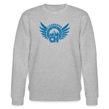 Woodwalkers Film Clearwater High Emblem  - Stanley/Stella Unisex Bio-Sweatshirt CHANGER  - Grau meliert - Vorne - Nik (191cm) & Marisol (170cm)