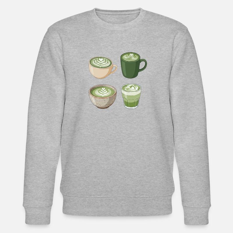 Matcha Liebe – Süße Matcha Latte Illustration - Stanley/Stella Unisex Bio-Sweatshirt CHANGER  - Grau meliert