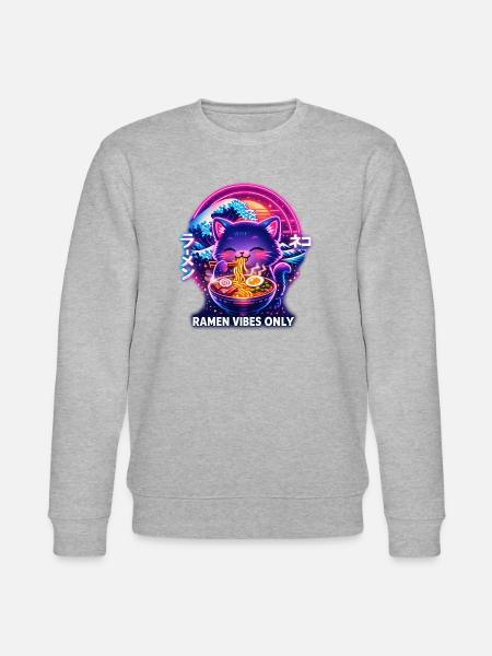 Ramen Cat Neon Cyber Gaming - Stanley/Stella CHANGER Unisex Organic Sweatshirt - heather grey
