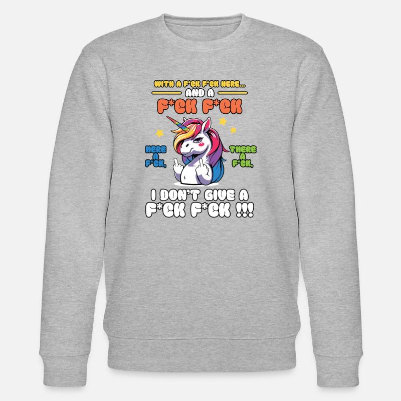 Buntes Einhorn frecher Spruch - Stanley/Stella Unisex Bio-Sweatshirt CHANGER  - Grau meliert
