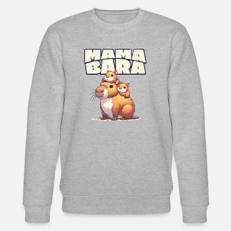 Mamabara Mutter Capybara - Stanley/Stella Unisex Bio-Sweatshirt CHANGER  - Grau meliert