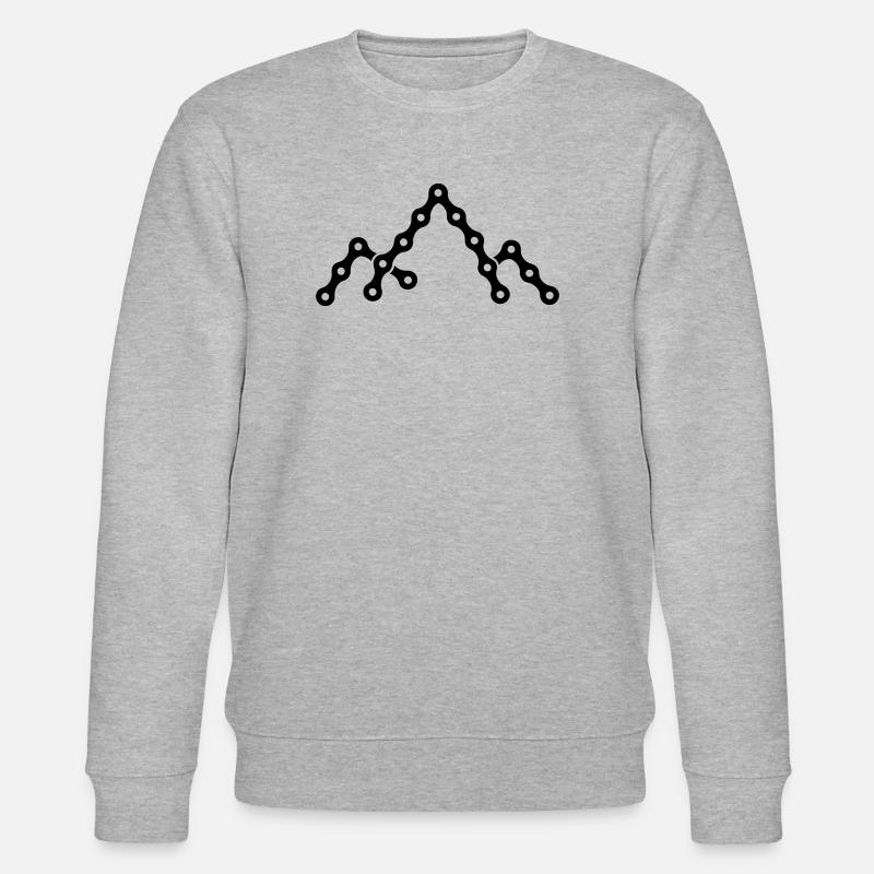 Fahrradkette mit Bergsilhouette - Stanley/Stella Unisex Bio-Sweatshirt CHANGER  - Grau meliert