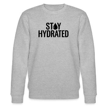 Bleib hydriert – Fitness- und Sportzitat - Stanley/Stella Unisex Bio-Sweatshirt CHANGER  - Grau meliert - Vorne - Nik (191cm) & Marisol (170cm)