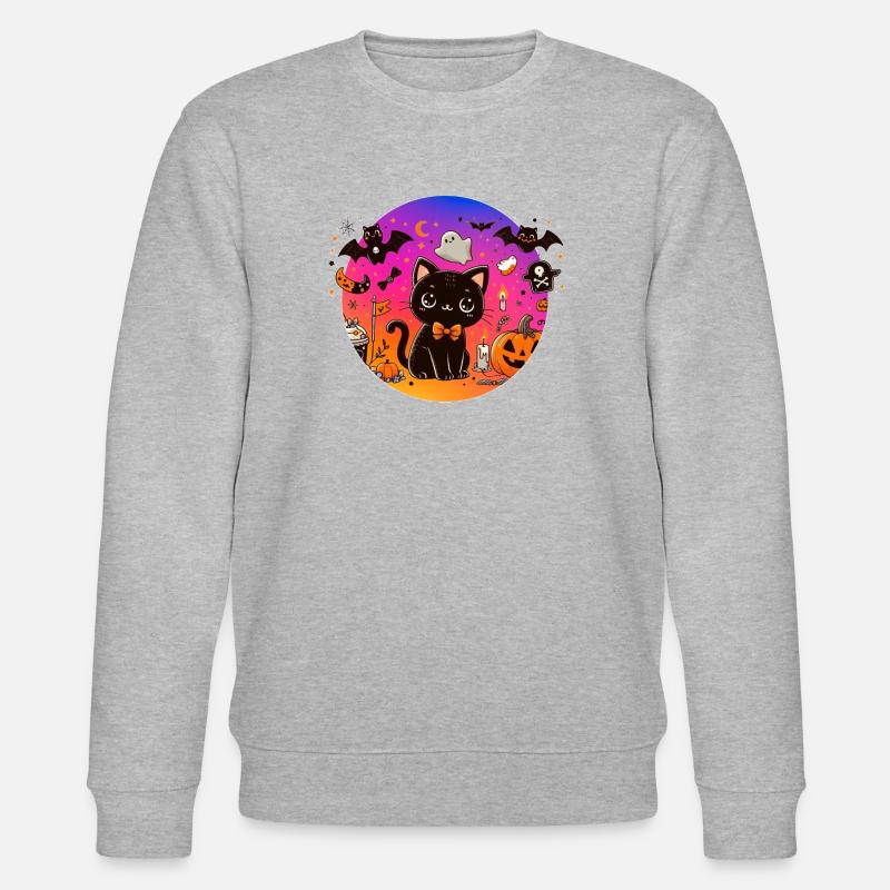 Süßes Kätzchen Halloween - Stanley/Stella Unisex Bio-Sweatshirt CHANGER  - Grau meliert