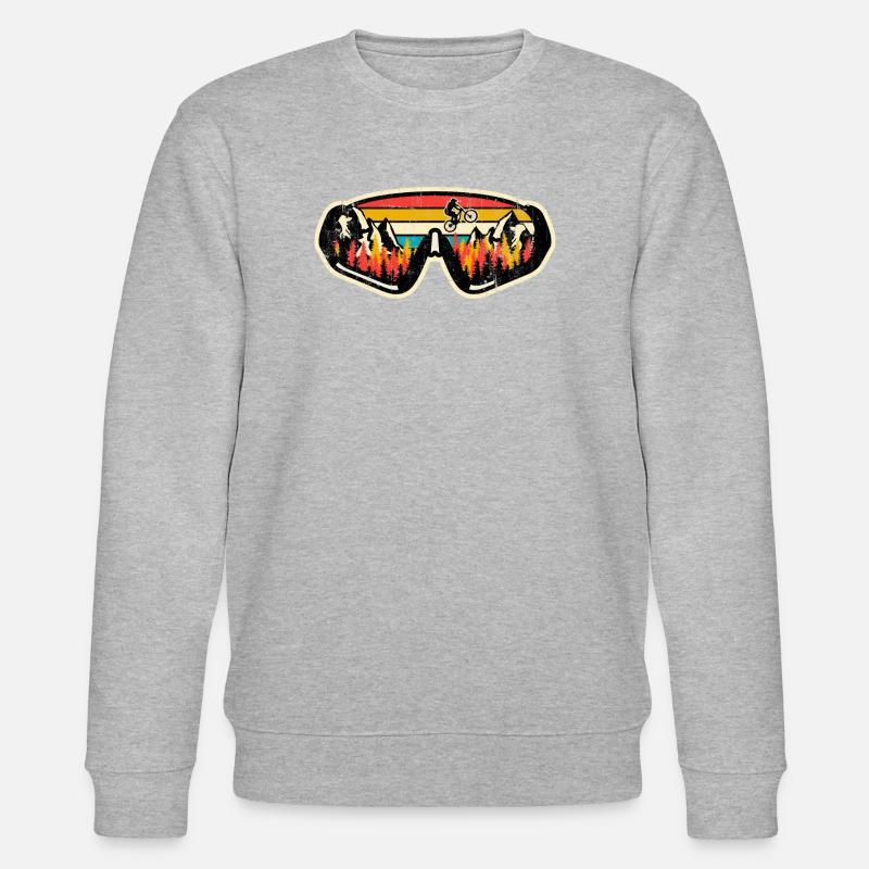 Retro MTB Sunset Goggles - Stanley/Stella CHANGER Unisex Organic Sweatshirt - heather grey