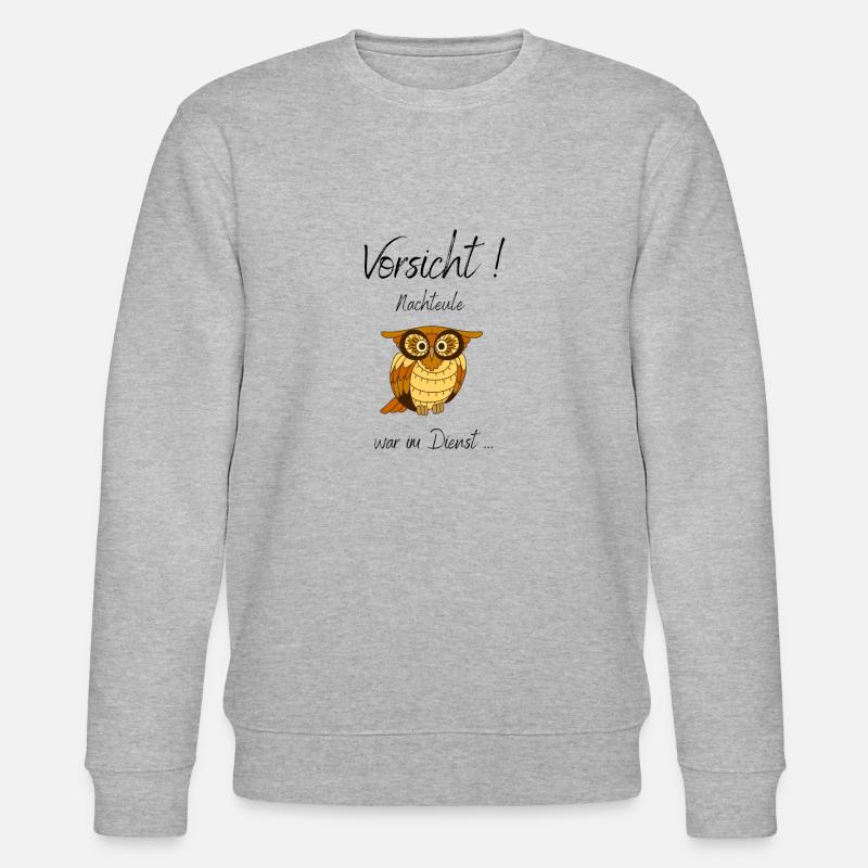 Nachtschicht, lustige Sprüche, Eule - Stanley/Stella Unisex Bio-Sweatshirt CHANGER  - Grau meliert