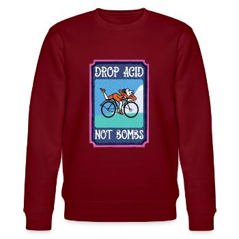 LSD Drop Acid Not Bombs - Stanley/Stella CHANGER Unisex Organic Sweatshirt - burgundy - Front - Nik (191cm) & Marisol (170cm)