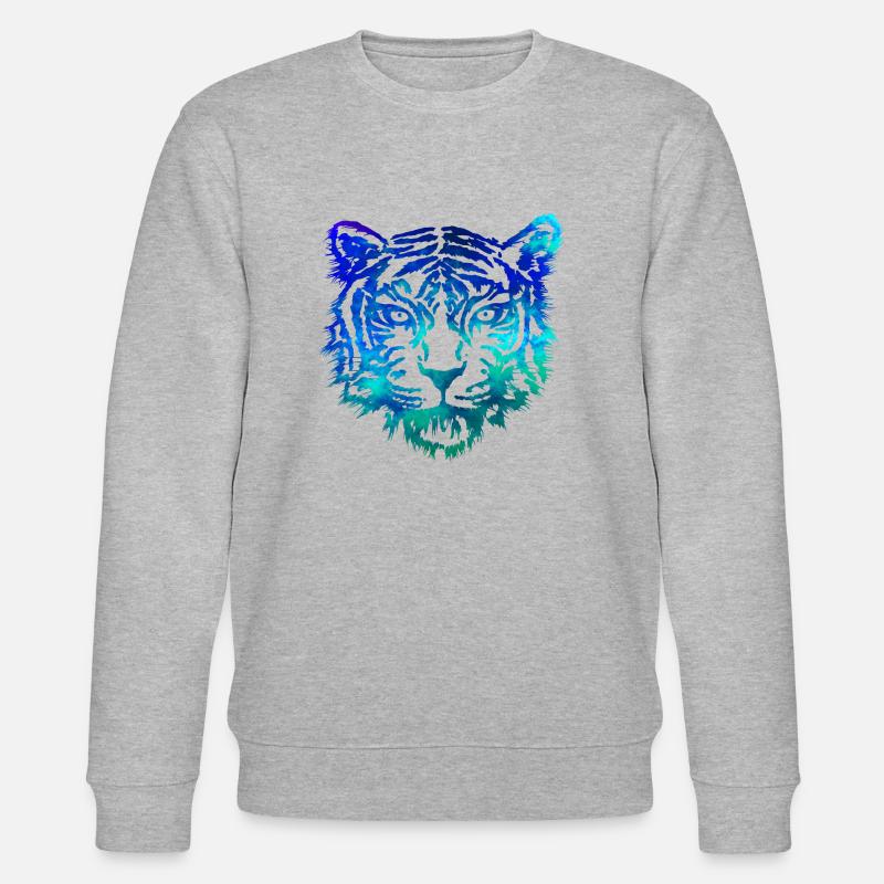 Tiger (Blau) - Stanley/Stella Unisex Bio-Sweatshirt CHANGER  - Grau meliert