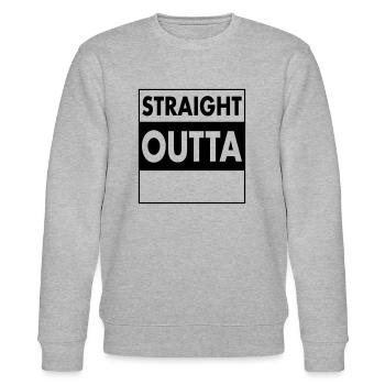 Straight Outta - Your Text (Font = Futura) - Stanley/Stella CHANGER Unisex Organic Sweatshirt - heather grey - Front - Nik (191cm) & Marisol (170cm)