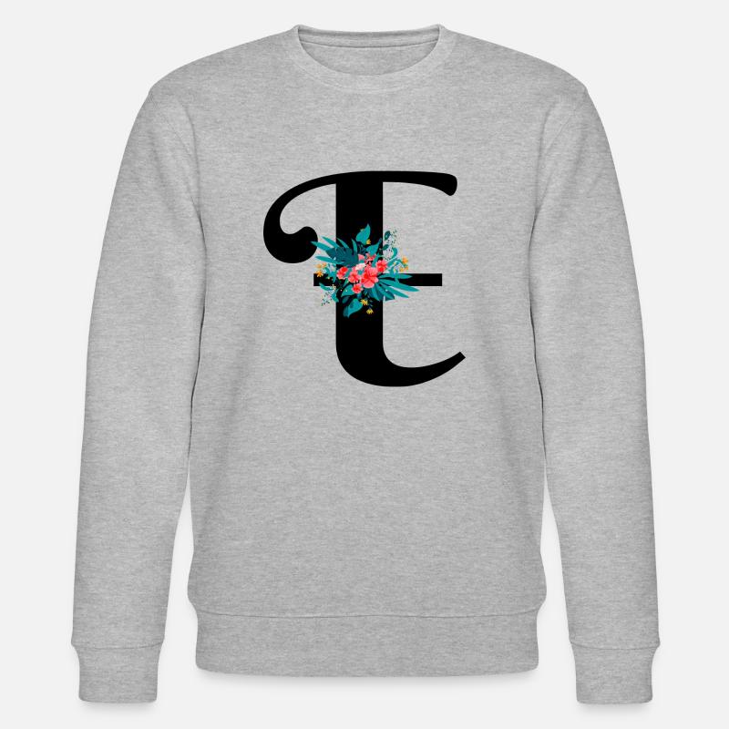 letter E flowered - Stanley/Stella CHANGER Unisex Organic Sweatshirt - heather grey
