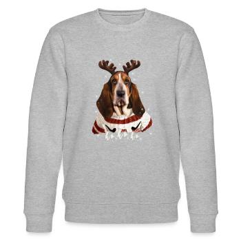 Weihnachtshund Basset - Stanley/Stella Unisex Bio-Sweatshirt CHANGER  - Grau meliert - Vorne - Nik (191cm) & Marisol (170cm)