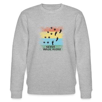 NEVER WALK ALONE - DOG - Stanley/Stella Unisex Bio-Sweatshirt CHANGER  - Grau meliert - Vorne - Nik (191cm) & Marisol (170cm)