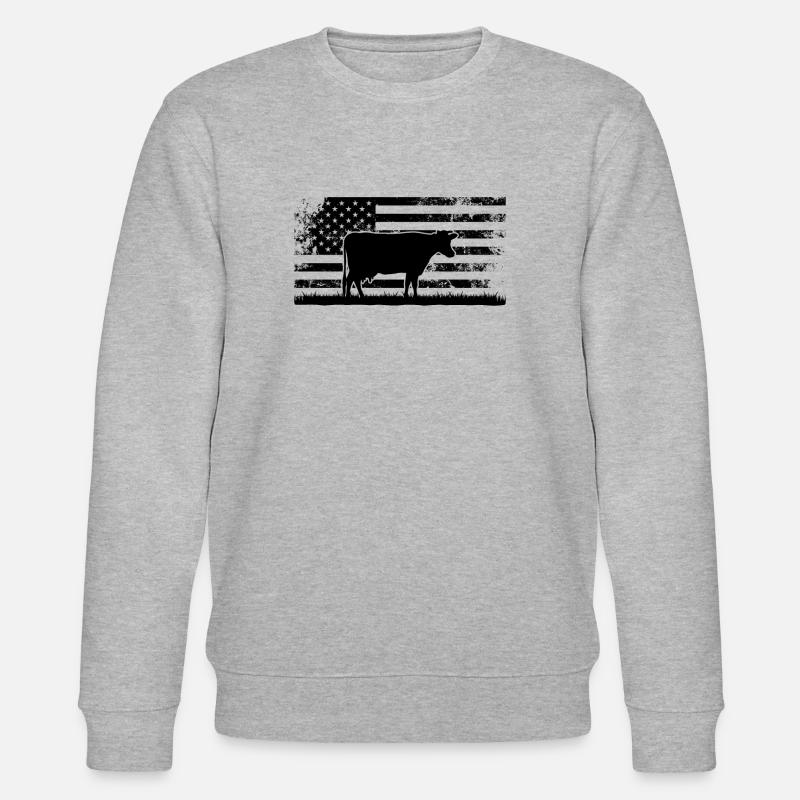 Drapeau américain Holstein Rancher Cow - Sweat bio CHANGER Stanley/Stella Unisexe - gris chiné