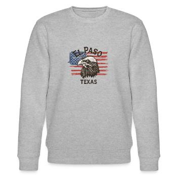 USA Flag Eagle Texas Vintage El Paso - Stanley/Stella CHANGER Unisex Organic Sweatshirt - heather grey - Front - Nik (191cm) & Marisol (170cm)