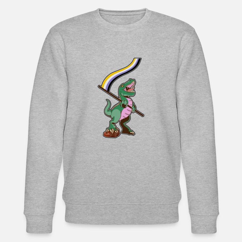 LGBTQ Flag - Dinosaur Non-Binary - Stanley/Stella CHANGER Unisex Organic Sweatshirt - heather grey