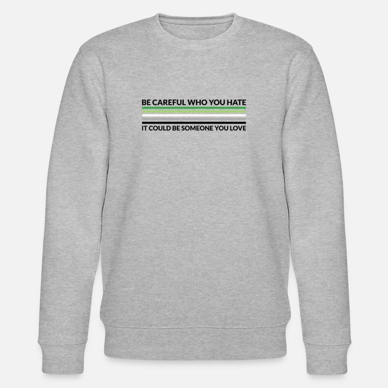 Caution Who Hates - LGBTQ Aromantic - Stanley/Stella CHANGER Unisex Organic Sweatshirt - heather grey