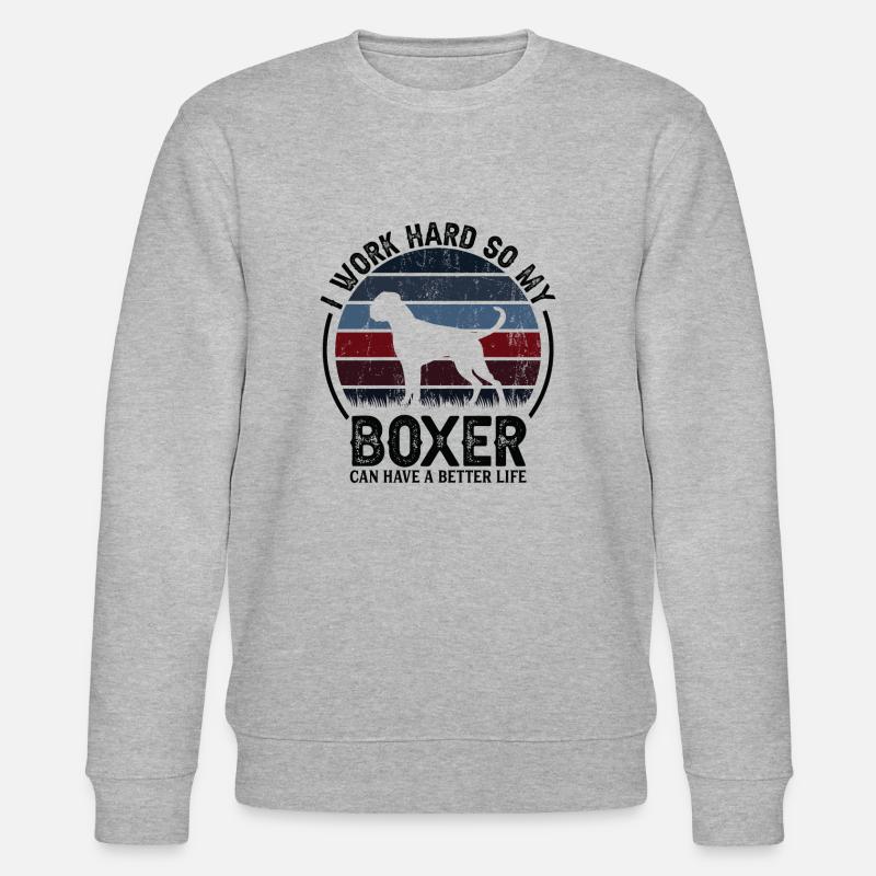 Work Hard - Retro Boxer - Stanley/Stella CHANGER Unisex Organic Sweatshirt - heather grey