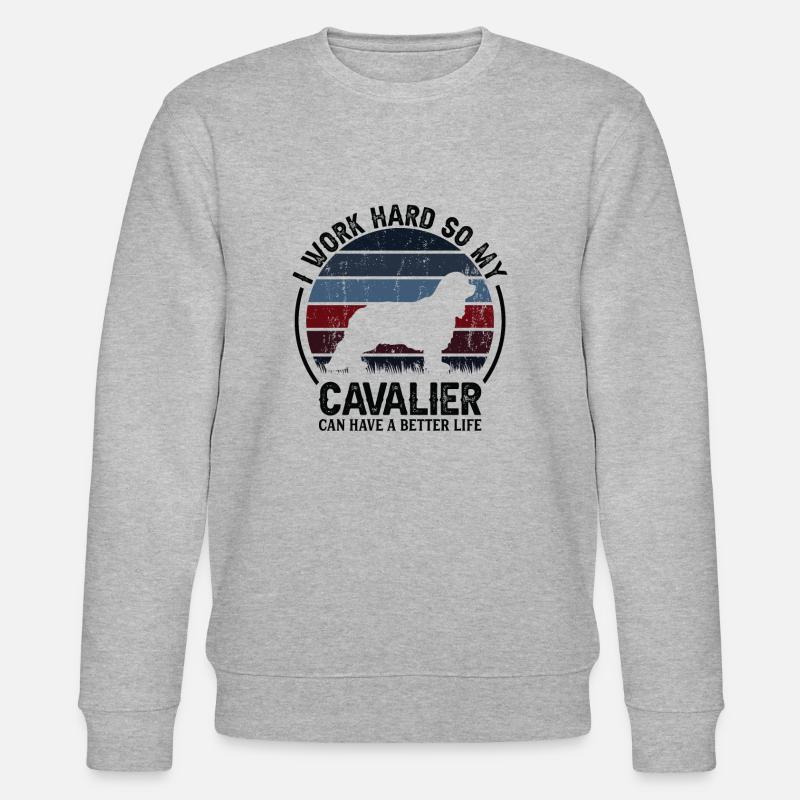 Work Hard - Retro Cavalier - Stanley/Stella CHANGER Unisex Organic Sweatshirt - heather grey