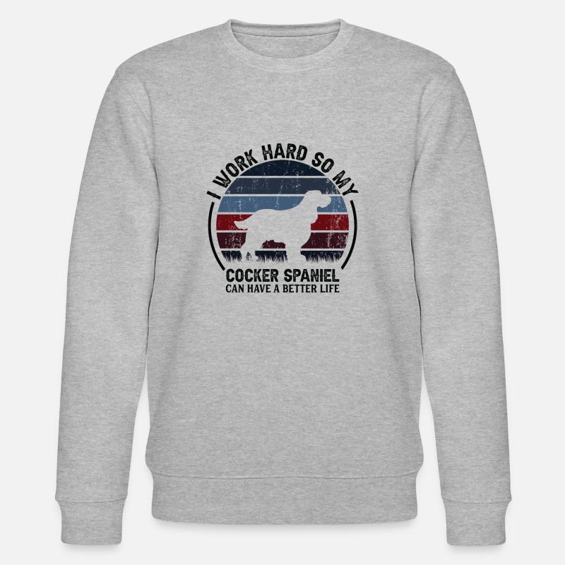Arbeite Hart - Retro Cocker Spaniel - Stanley/Stella Unisex Bio-Sweatshirt CHANGER - Grau meliert