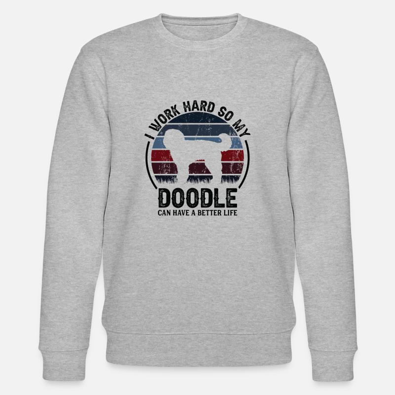 Work Hard - Retro Doodle - Stanley/Stella CHANGER Unisex Organic Sweatshirt - heather grey