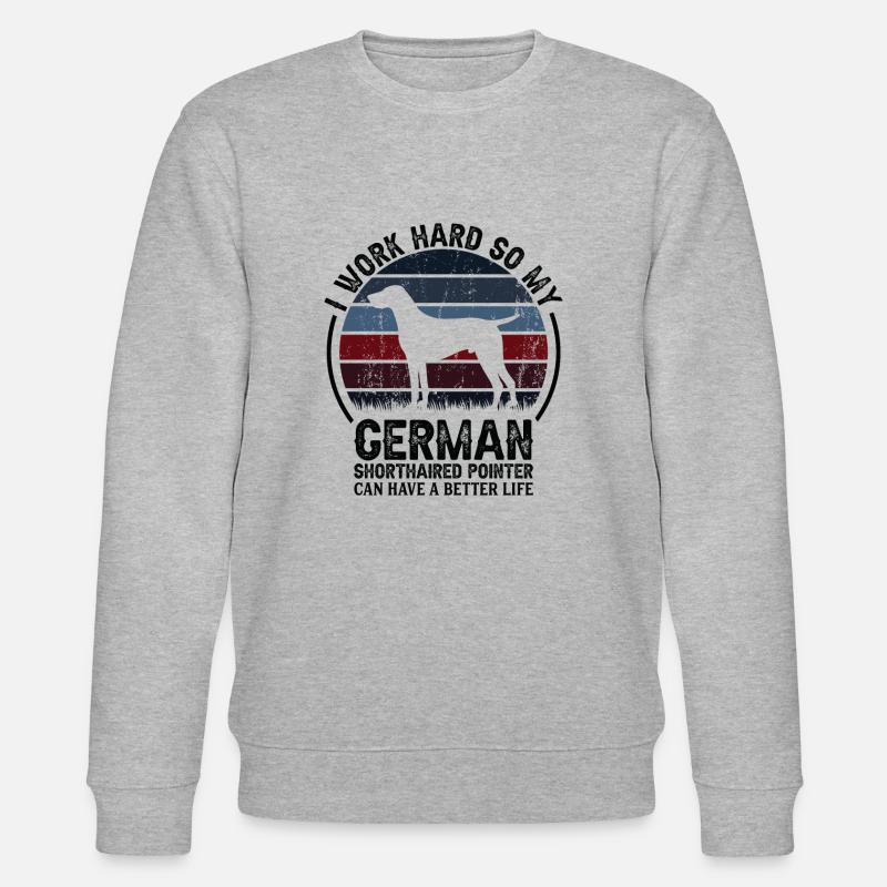 Travail acharné - Retro German Pointer - Sweat bio CHANGER Stanley/Stella Unisexe - gris chiné