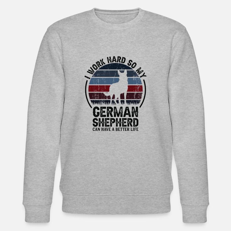 Travailler dur - Retro German Shepherd - Sweat bio CHANGER Stanley/Stella Unisexe - gris chiné