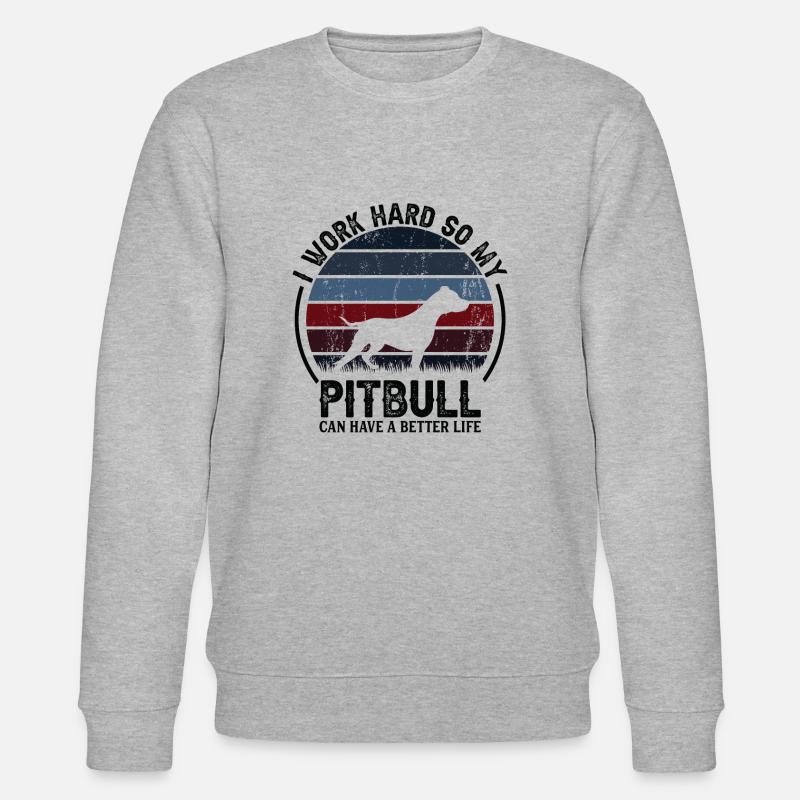 Work Hard - Retro Pitbull - Stanley/Stella CHANGER Unisex Organic Sweatshirt - heather grey