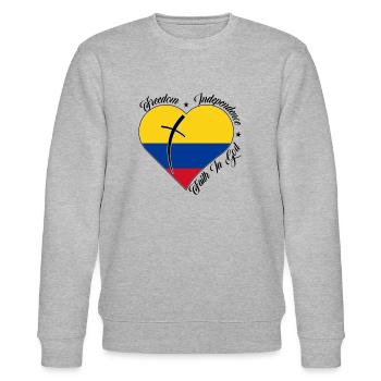 Freiheit Glaube An Gott - Kolumbien - Stanley/Stella Unisex Bio-Sweatshirt CHANGER  - Grau meliert - Vorne - Nik (191cm) & Marisol (170cm)