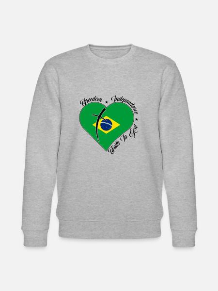 Freedom Faith in God - Brazil - Stanley/Stella CHANGER Unisex Organic Sweatshirt - heather grey