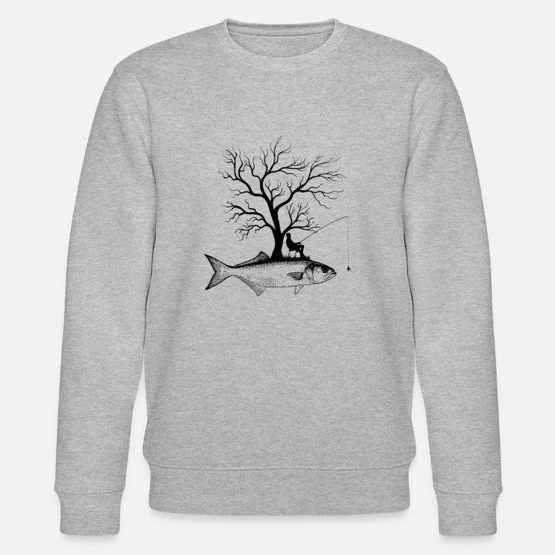 Arbre graphique - Poisson Poisson Bleu - Sweat bio CHANGER Stanley/Stella Unisexe - gris chiné