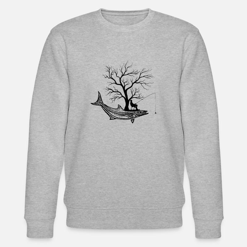 Grafischer Baum - Fisch Cobia - Stanley/Stella Unisex Bio-Sweatshirt CHANGER  - Grau meliert