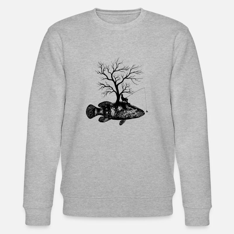 Grafischer Baum - Fisch-Zackenbarsch - Stanley/Stella Unisex Bio-Sweatshirt CHANGER  - Grau meliert
