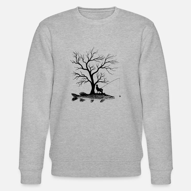 Arbre graphique - Poisson Grand Brochet - Sweat bio CHANGER Stanley/Stella Unisexe - gris chiné