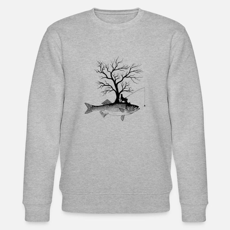 Graphic Tree - Fish-Striped Perch - Stanley/Stella CHANGER Unisex Organic Sweatshirt - heather grey