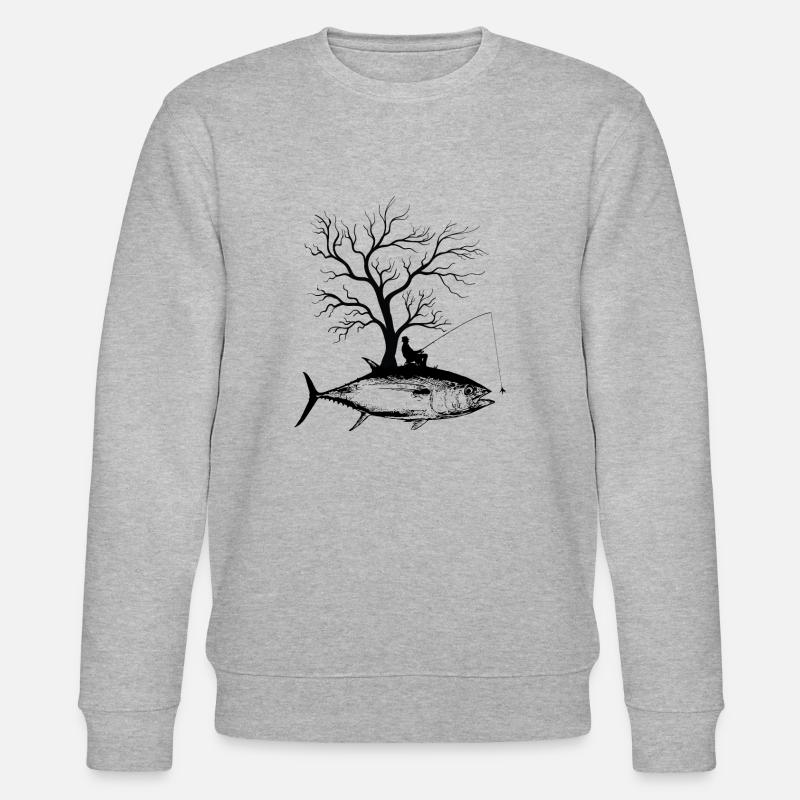Grafischer Baum - Fisch-Thunfisch - Stanley/Stella Unisex Bio-Sweatshirt CHANGER - Grau meliert