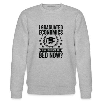 I studied economics - Stanley/Stella CHANGER Unisex Organic Sweatshirt - heather grey - Front - Nik (191cm) & Marisol (170cm)