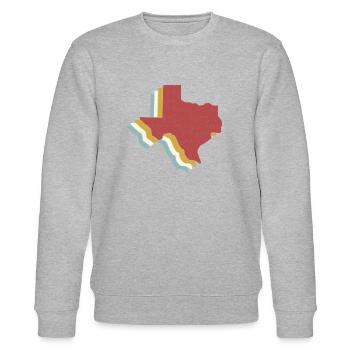 US-Bundesstaat - Vintage Karte Texas - Stanley/Stella Unisex Bio-Sweatshirt CHANGER  - Grau meliert - Vorne - Nik (191cm) & Marisol (170cm)