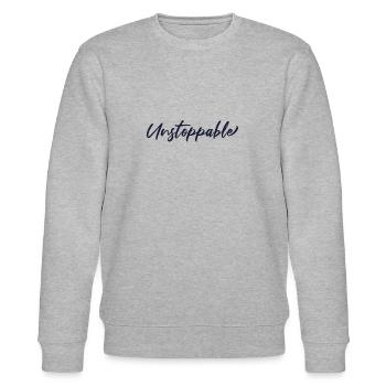 Motivierendes Sprichwort - Unaufhaltsam - Stanley/Stella Unisex Bio-Sweatshirt CHANGER  - Grau meliert - Vorne - Nik (191cm) & Marisol (170cm)