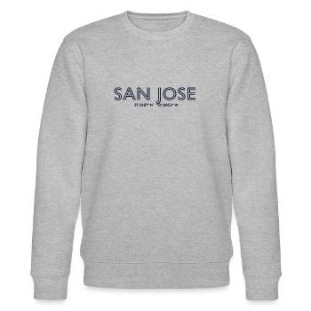 USA Stadt Koordinaten - San Jose - Stanley/Stella Unisex Bio-Sweatshirt CHANGER  - Grau meliert - Vorne - Nik (191cm) & Marisol (170cm)