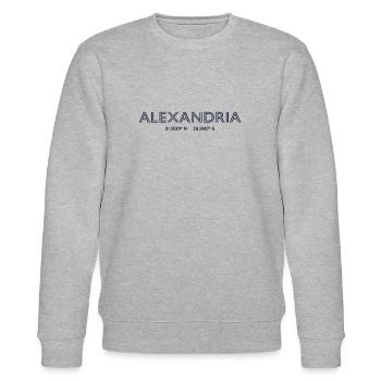 USA Stadt Koordinaten - Alexandria - Stanley/Stella Unisex Bio-Sweatshirt CHANGER  - Grau meliert - Vorne - Nik (191cm) & Marisol (170cm)
