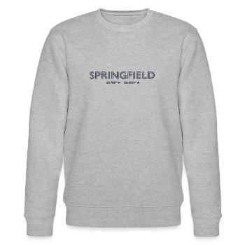 USA Stadt Koordinaten - Springfield - Stanley/Stella Unisex Bio-Sweatshirt CHANGER  - Grau meliert - Vorne - Nik (191cm) & Marisol (170cm)
