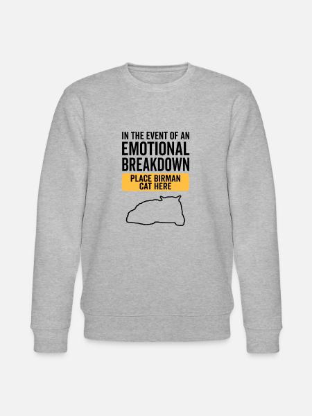 Emotional - Birman Cat - Stanley/Stella CHANGER Unisex Organic Sweatshirt - heather grey