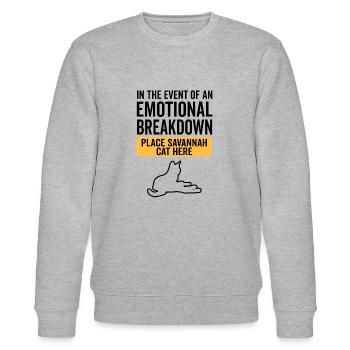 Emotional - Savannah Cat - Stanley/Stella CHANGER Unisex Organic Sweatshirt - heather grey - Front - Nik (191cm) & Marisol (170cm)