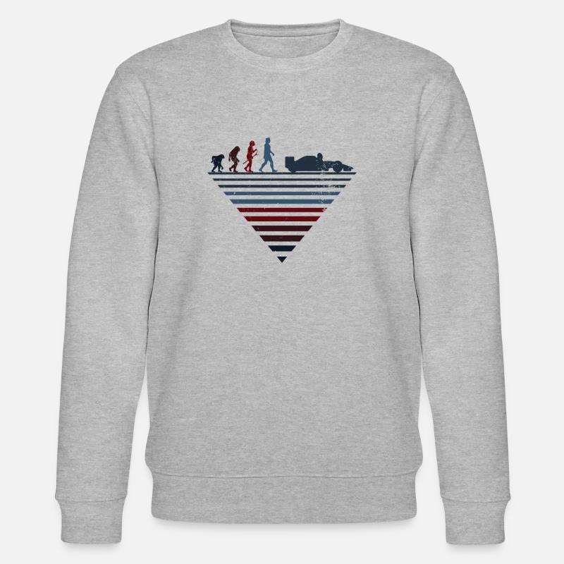 Human Evolution - Classic Car Racing - Stanley/Stella CHANGER Unisex Organic Sweatshirt - heather grey