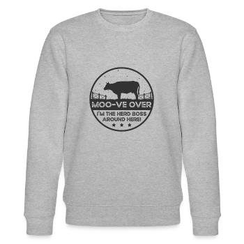 Moo -ve Über Kuh - Limousin - Stanley/Stella Unisex Bio-Sweatshirt CHANGER  - Grau meliert - Vorne - Nik (191cm) & Marisol (170cm)
