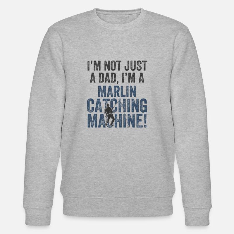 Papa Fängt - Marlin-Fischen - Stanley/Stella Unisex Bio-Sweatshirt CHANGER  - Grau meliert