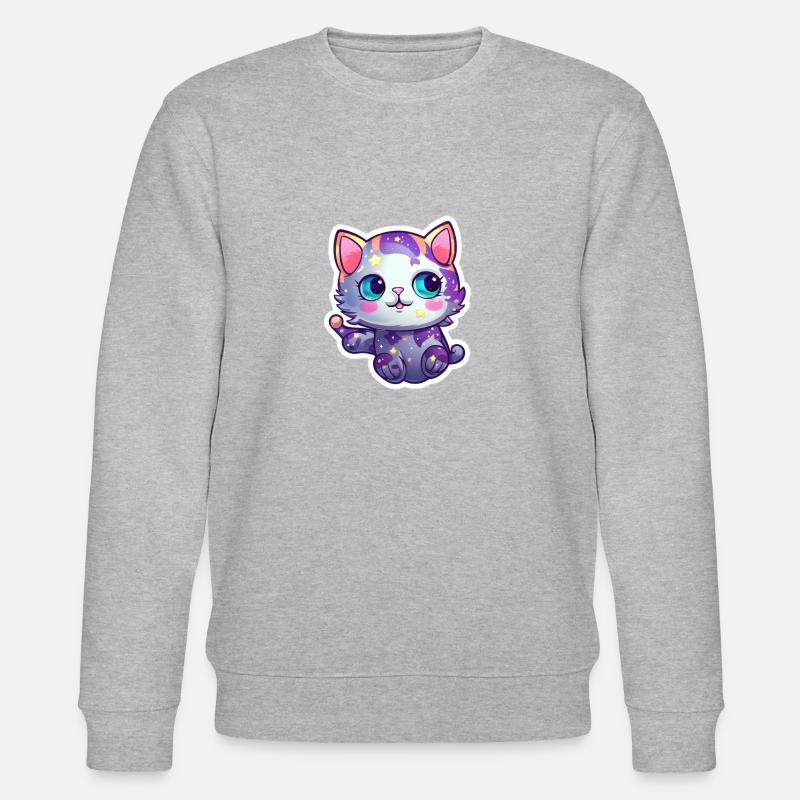 a cute space kitty - Stanley/Stella Unisex Bio-Sweatshirt CHANGER - Grau meliert