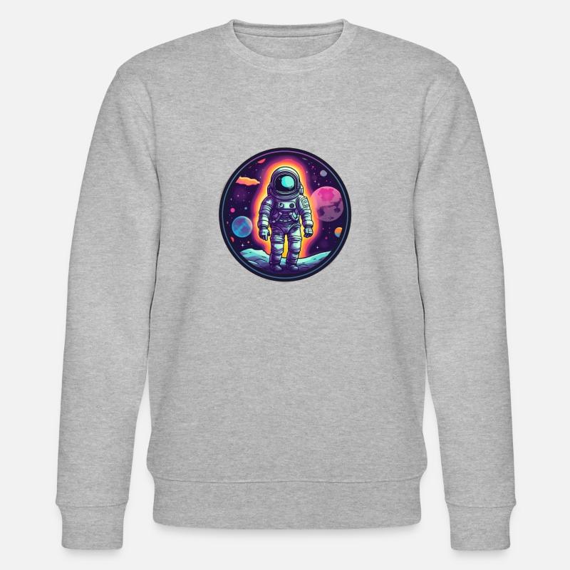 Retro Space Doodle: Astronaut Adventure - Stanley/Stella Unisex Bio-Sweatshirt CHANGER  - Grau meliert
