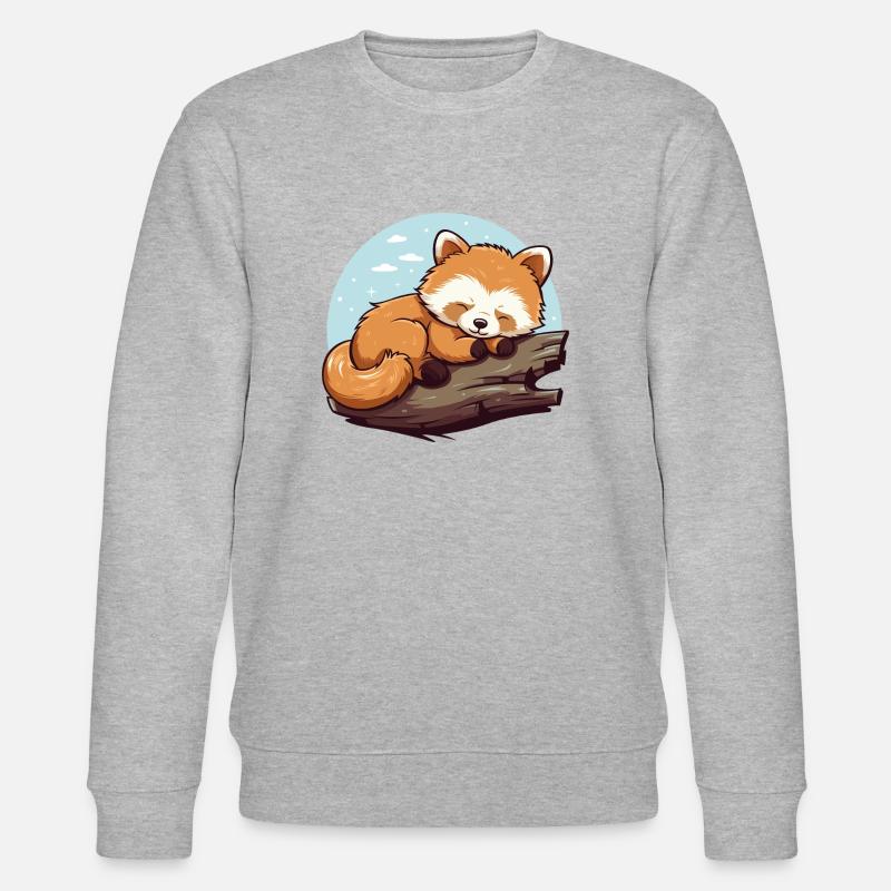 Schlafender Roter Panda auf Ast - Stanley/Stella Unisex Bio-Sweatshirt CHANGER  - Grau meliert